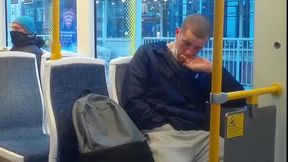 Scally Hands In Trackies - Public Wanking On Tram