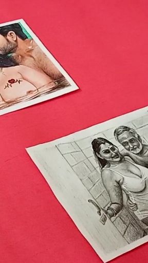 Erotic Art Or Drawing Compilation Of Sexy Desi Indian Big boobed women having sex with husband &amp; Brother In law   Clip 1
