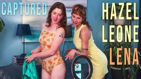 Hazel Leone and Lena lesbian brunette redhead camming close ups fingering hairy pussy grinding lingerie masturbation scissoring seduction tattoos GOW Captured porn video