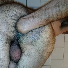 Fucking my hairy ass with my fist