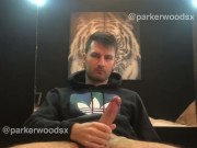 jerking my big uncut dick with EXPLOSIVE cumshot 💦