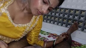 Desi Beauty Blowjob with Ball Massage in Traditional Clothes