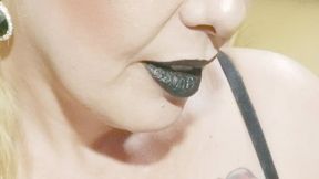 Close-up *Marlboro reds * Nose exhales * Dangling * Black Lipstick