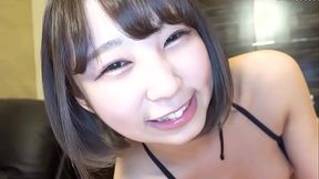 Uncensored, 19-year-old Japanese beauty with short black hair. Slim, amateur girl giving oral sex and having intercourse. Asian, hentai.