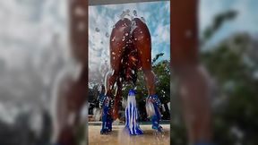 big ass Ebony squirts when riding dildo