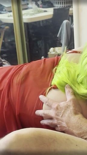 Next Door Dolly and Stunt Cock- Thrusting Vibrator Swallow Blowjob