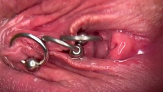 Really Close Up Macro my Pierced Clit and Pussy until get Very Wet