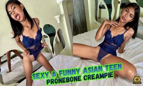 Sexy & Funny Asian 20 y.o Teen Sensual Cock Pump to Prone Bone Creampie