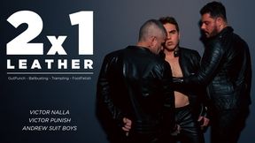 2x1 LEATHER WITH BALLBUSTING AND GUTPUNCH