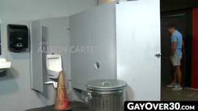 GayOver30.com - Sexy hunk Mike fucks cute Austin through the glory hole relentlessly