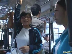 Glasses Girl 18+ Takes Rough Anal Ride on Crowded Bus - Steamy Encounter Unfolds