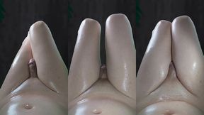 oiled cock attractive butt pretty thighs slippery skin masturbating