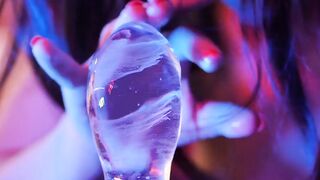 See her fucking her tight asshole with a big toy made of ice