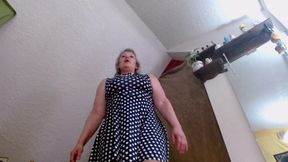 1408 Peeking up my skirt wearing tan pantyhose and heels