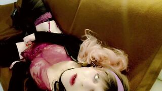 Super-Cute Sissy with Purple Lace Undergarments Jism In Livecam