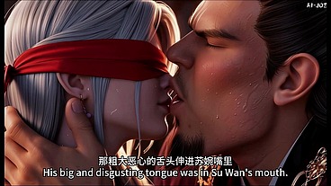Cuckold Husband Watches Fat Bull Fuck His Blindfolded Red Concubine AI-generated