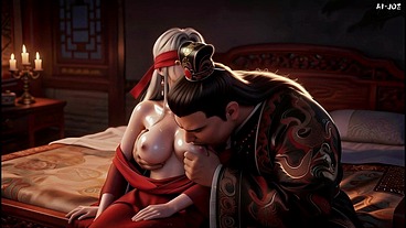Cuckold Husband Watches Fat Bull Fuck His Blindfolded Red Concubine AI-generated