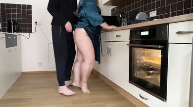 Hot milf finger fucks her son in law on kitchen counter