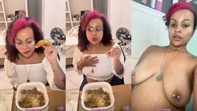 eating farting and burping in the hotel room bloated belly gassy toilet explosion & shower