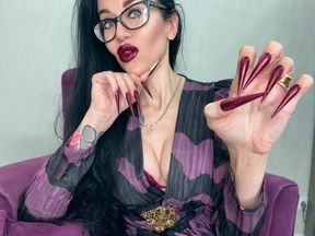 New color Long nails, sharp stilettos, long fingers sucking and hands worship, palms wide