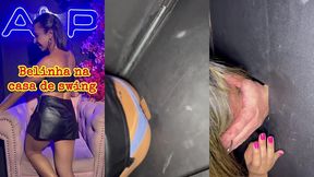 parte 1: muita putaria na casa de swing: belinha deu no pelo, levou gozada na boca e na buceta e fez o corno limpar a porra com a lingua