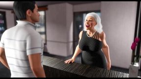 70 Yo Sexy Granny with Big Boobs and Young Hairdresser