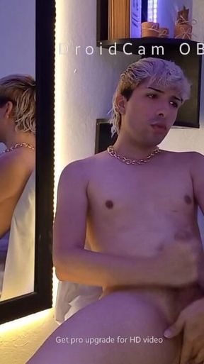 Blonde Hair Boy Jerking off in Cam and Cum Masive