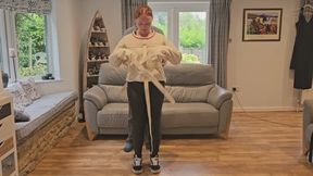 Straitjacket challenge with ballgag and spanking