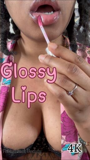 Glossy Lips: Ebony Tongue & Lip Fetish 4K
