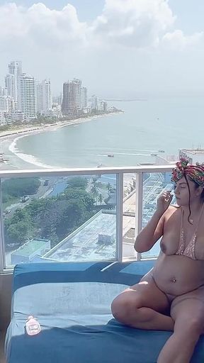 Horny Pregnant Woman Gets Fucked Hard on the Balcony