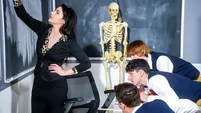 Three failing students celebrate freeuse day by drilling their sexy Italian substitute teacher all class long