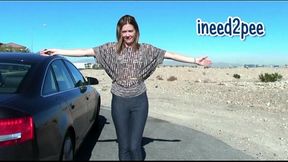 Star Nine wetting her panties &amp_ skintight jeans omorashi peeing
