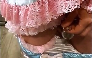 Asian Sissy's Small Cock Caged