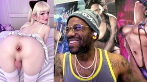 beautiful small cock transgender girl with a butt plug and being a cock tease, ai generated