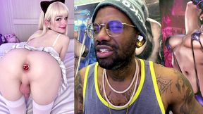 beautiful small cock transgender girl with a butt plug and being a cock tease, ai generated