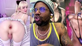 beautiful small cock transgender girl with a butt plug and being a cock tease, ai generated