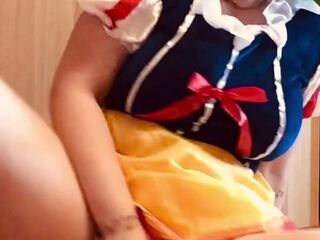 Nymeria Malfoy clothed as Snow White pleasures herself with an apple!