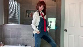 uraraka ochako wetting blue jean overalls & panties sage eldritch