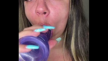 Sweaty Latina Gym Slut Stripping &amp_ Deepthroating Dildo