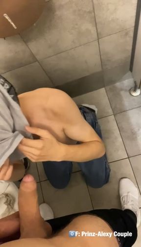 Random Twink suck big dick in public toilet