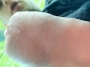 Cumming tip of uncut cock