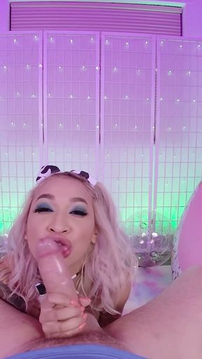 Petite Blonde Asian Avery Black Throat Fuck