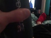 Rjohnson1226 using stroker to pleasure big hard cock