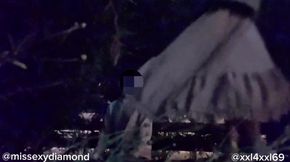 Big dick shemale surprises stranger and fucks him rough outdoors