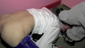slut submissed to sneakers twink in sauna