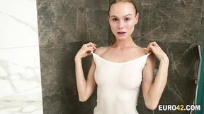 ”Nancy A is rubbing her delicious beaver under the shower”