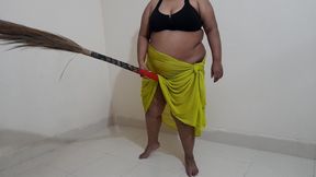 Desi Maid Gets Sexually Aroused While Sweeping the House and Has Sex with the Broom