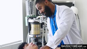 Patient Romeo Rivers gets a protein shot from doctor Shadow to solve his anal lu