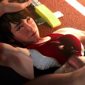 Athletic Babe's Titty Fucking Through Sports Bra