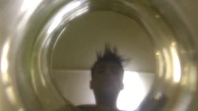 Twink Cums Into Cup of Water ( Inside Glass View ) Floating Sperm